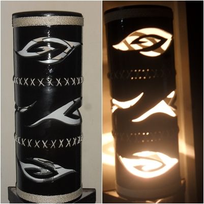 luminária em rolo de papelão