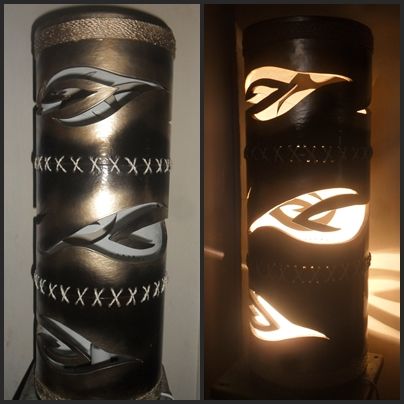 luminária em mdf e rolo de papelão